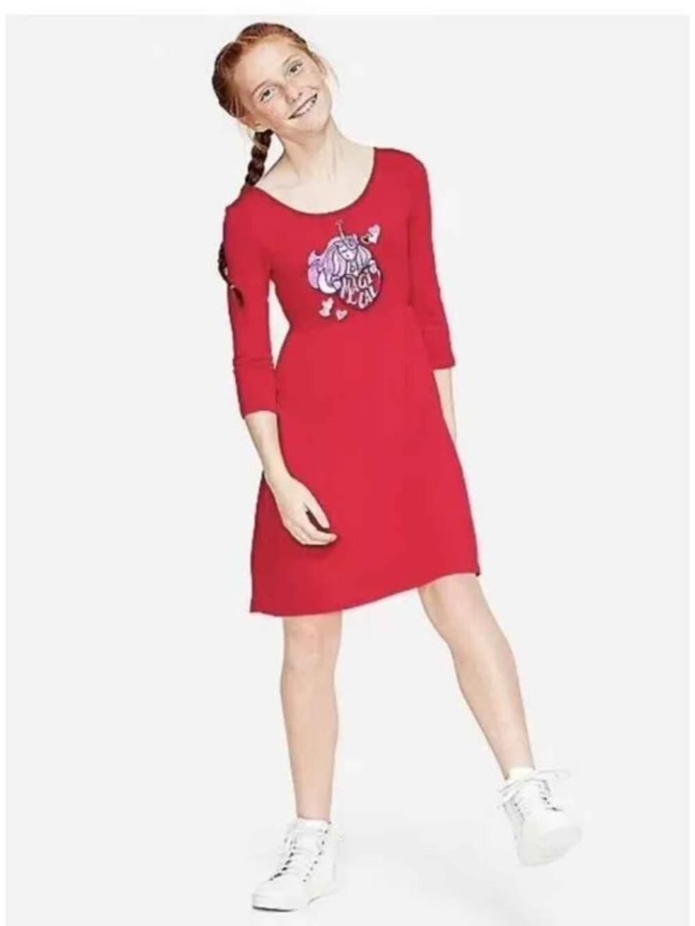 Justice Girl's BE MAGICAL Graphic Loop Back Dress Size 12